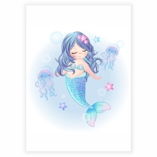 Sjöjungfru med söta bläckfiskar - Affisch